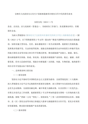 安顺市人民政府办公室关于创新新能源项目股份合作开发的指导意见.docx