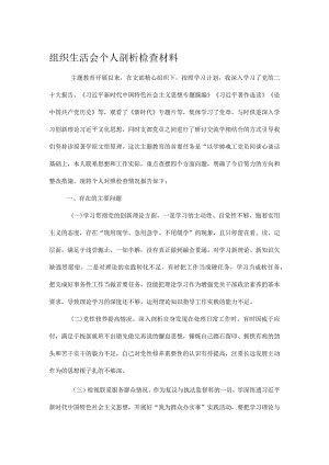 组织生活会个人剖析检查材料.docx