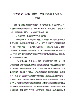 XX公司党委2023年第一轮巡察工作实施方案.docx