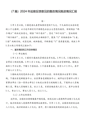 （7篇）2024年巡察反馈意见的整改情况推进情况汇报.docx