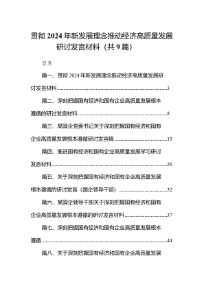 （9篇）贯彻2024年新发展理念推动经济高质量发展研讨发言材料最新.docx