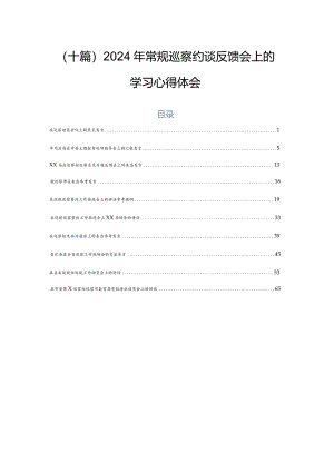 （十篇）2024年常规巡察约谈反馈会上的学习心得体会.docx