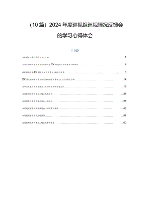 （10篇）2024年度巡视组巡视情况反馈会的学习心得体会.docx