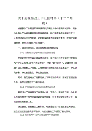 关于巡视整改工作汇报材料（十二个角度）.docx
