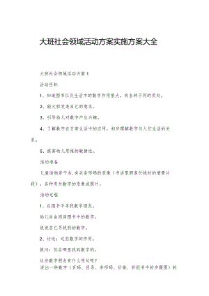 大班社会领域活动方案实施方案大全.docx