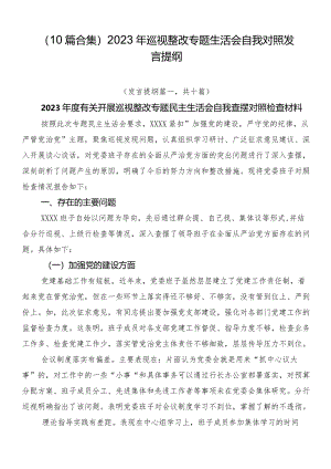 （10篇合集）2023年巡视整改专题生活会自我对照发言提纲.docx