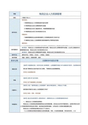 《现代物流企业管理》教案第四章物流企业人力资源管理.docx