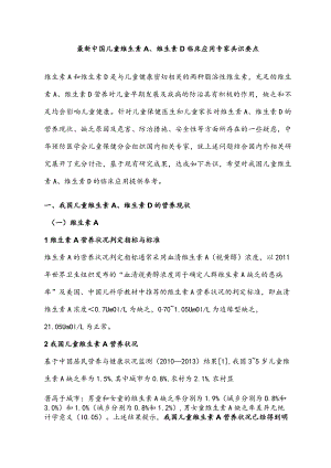 最新中国儿童维生素A、维生素D临床应用专家共识要点.docx