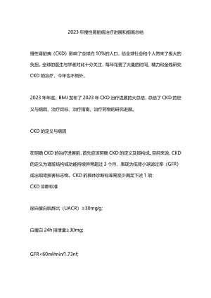 2023年慢性肾脏病治疗进展和指南总结.docx
