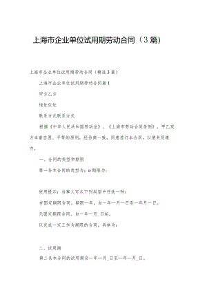 上海市企业单位试用期劳动合同（3篇）.docx