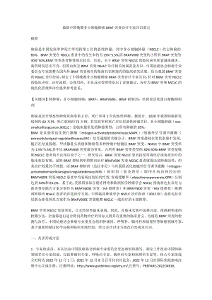最新中国晚期非小细胞肺癌BRAF突变诊疗专家共识要点.docx