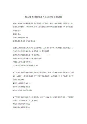 核心技术项目管理人员安全知识测试题.docx