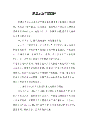 廉洁从业年度自评.docx