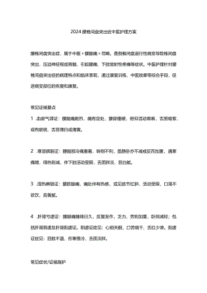2024腰椎间盘突出症中医护理方案.docx