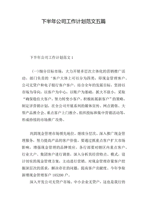 下半年公司工作计划范文五篇.docx
