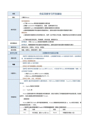 《深度学习基础及应用》教案第2课夯实深度学习开发基础.docx