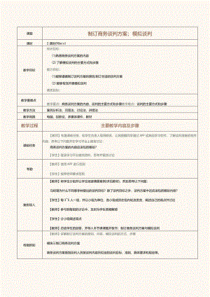 《推销技巧与商务谈判》教案第15课制订商务谈判方案；模拟谈判.docx