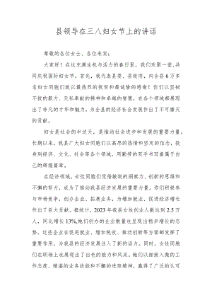 县领导在三八妇女节上的讲话.docx