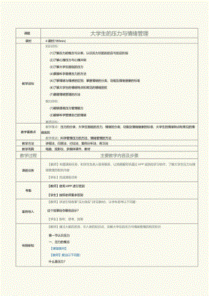 《大学生心理健康与发展》教案第6课大学生的压力与情绪管理.docx