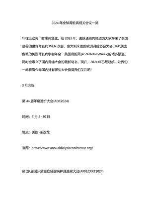 2024年全球肾脏病相关会议一览.docx