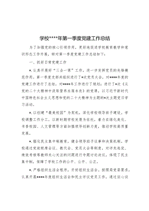 学校2023年第一季度党建工作总结【】.docx