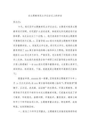 在主题教育民主评议会议上的讲话.docx