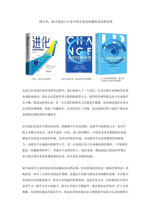 杨少杰：缺少创造力不是中国企业的问题而是必然结果.docx