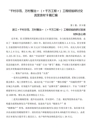 “千村示范、万村整治”（“千万工程”）工程经验研讨交流发言材9篇汇编.docx