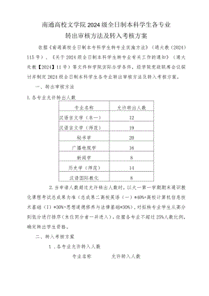 2024级全日制本科学生各专业转出审核办法及转入考核课件.docx