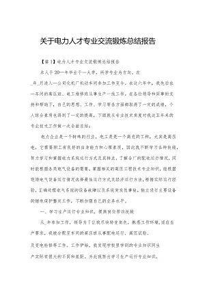 关于电力人才专业交流锻炼总结报告.docx