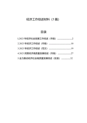 经济工作综述材料（5篇）.docx