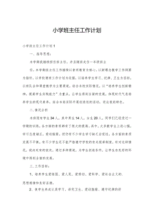 小学班主任工作计划.docx