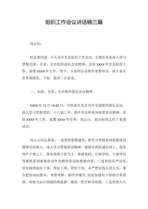 组织工作会议讲话稿三篇.docx