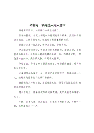 体制内领导选人用人逻辑【】.docx