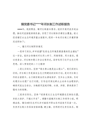 镇党委书记2022年河长制工作述职报告【】.docx