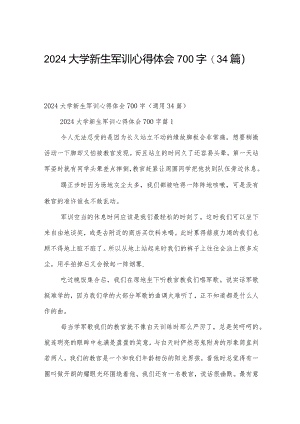 2024大学新生军训心得体会700字（34篇）.docx