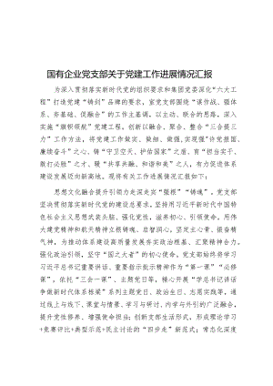国有企业党支部关于党建工作进展情况汇报.docx