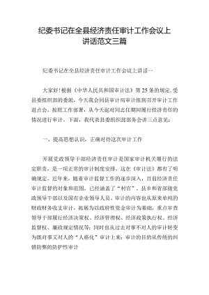 纪委书记在全县经济责任审计工作会议上讲话范文三篇.docx