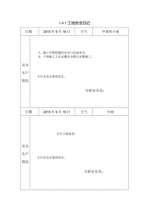 [施工资料]工地安全日记(19).docx