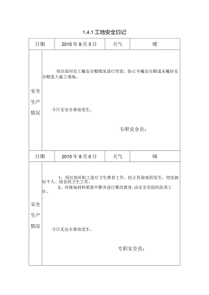 [施工资料]工地安全日记.docx