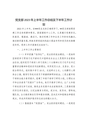 党支部2023年上半年工作总结及下半年工作计划.docx