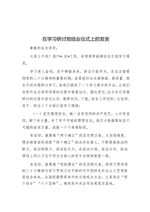 在学习研讨班结业仪式上的发言【】.docx