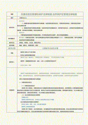 《旅游政策与法规》教案第21课风景名胜区管理和保护法律制度、自然保护区管理法律制度.docx