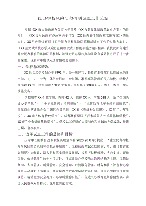 民办学校风险防范机制试点工作总结.docx