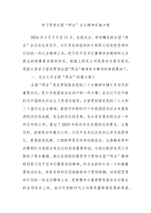 学习贯彻全国“两会”会议精神实施方案.docx