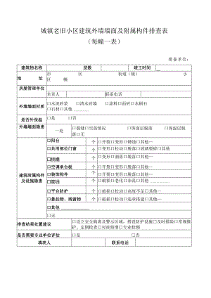 城镇老旧小区建筑外墙墙面及附属构件排查表.docx