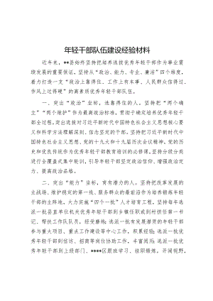 年轻干部队伍建设经验材料【】.docx