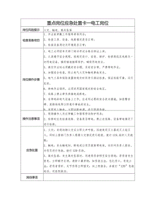 重点岗位应急处置卡（电工岗位）.docx