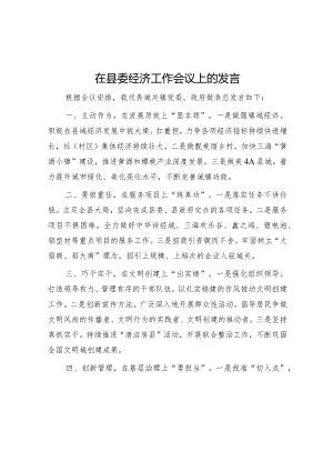 在县委经济工作会议上的发言【】.docx