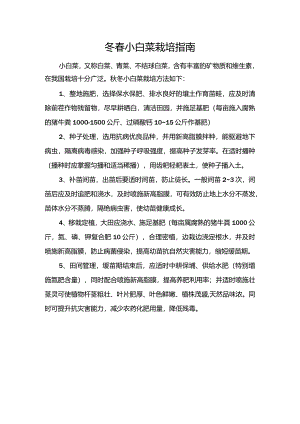 冬春小白菜栽培指南.docx
